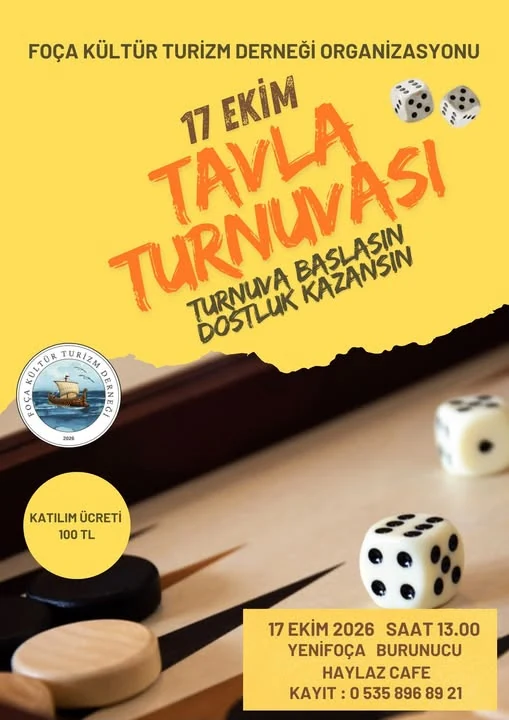 Yenifoça’da 4. Tavla Turnuvası 17 Ekim’de Yapılacak